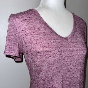 TIME AND TRU - Heather Purple V-Neck with Pocket